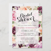 Plum Lila Blush Pink Botanisches Brautparty Einladung (Vorderseite)