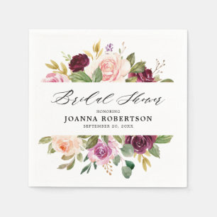 Plum Lila Blush Pink Botanisches Brautparty Serviette