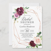 Plum Lila Blush Rose Gold Brautparty Einladung (Vorderseite)