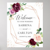 Plum Lila Blush Rose Gold Wedding Poster (Vorne)