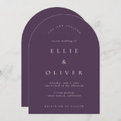 Plum Lila Boho Arch I Moderne Hochzeit Einladung (Vorne/Hinten)