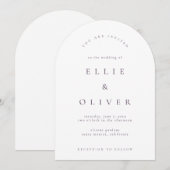 Plum Lila Boho Arch Moderne Hochzeit Einladung (Vorne/Hinten)