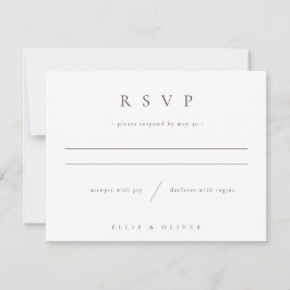 Plum Lila Boho Foto Wedding Modern RSVP Karte