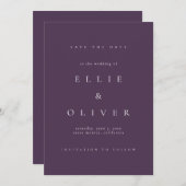 Plum Lila Boho Save the Date Einladung (Vorne/Hinten)