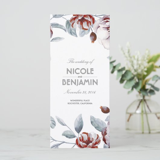 Plum Lila Boho Wasserfarben Blumenprogramme Programm (Stehend Vorderseite)