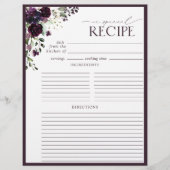 Plum Lila Brautparty Recipe Binder Page (Vorderseite)