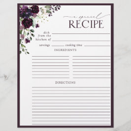 Plum Lila Brautparty Recipe Binder Page