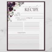Plum Lila Brautparty Recipe Binder Page (Rückseite)
