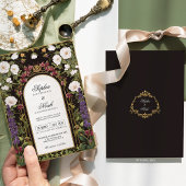 Plum Lila Burgundy Blumengotik Hochzeit Einladung