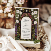 Plum Lila Burgundy Blumengotik Hochzeit Einladung