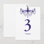 Plum Lila Chandelier Tischnummer Card (Vorne/Hinten)