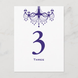 Plum Lila Chandelier Tischnummer Card