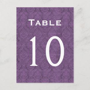 Plum Lila Damask Wedding Tischnummer 10 C209