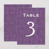 Plum Lila Damask Wedding Tischnummer 3 C202 (Vorne/Hinten)