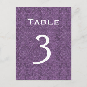 Plum Lila Damask Wedding Tischnummer 3 C202