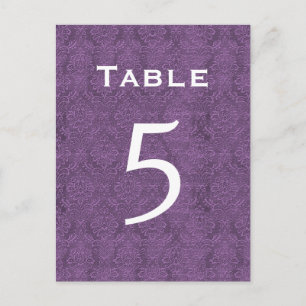 Plum Lila Damask Wedding Tischnummer 5 C204