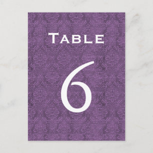 Plum Lila Damask Wedding Tischnummer 6 C205