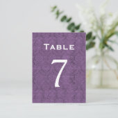 Plum Lila Damask Wedding Tischnummer 7 C206 (Stehend Vorderseite)