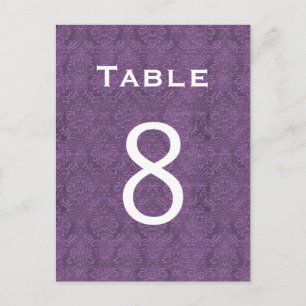 Plum Lila Damask Wedding Tischnummer 8 C207