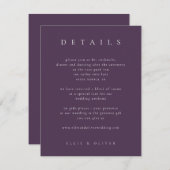 Plum Lila Elegant Boho Details Hochzeit modern Begleitkarte (Vorne/Hinten)