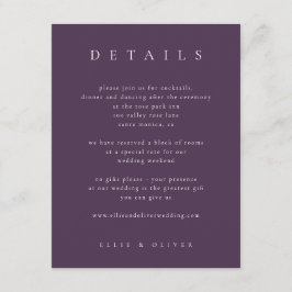 Plum Lila Elegant Boho Details Hochzeit modern Begleitkarte