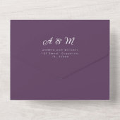 Plum Lila Elegant Monogram QR Code Hochzeit All In One Einladung (Rückseite)
