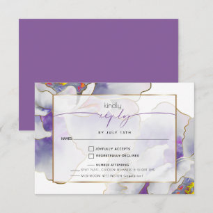 Plum Lila Fantasy Peony RSVP Card