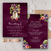 Plum Lila Fig Mason Jar Alles in einer Hochzeit Einladung