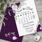 Plum Lila Floral Elegante Boho Hochzeitskalender Save The Date