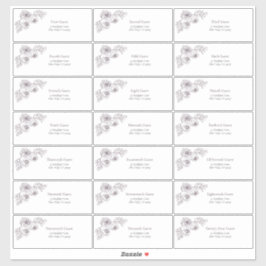 Plum Lila Floral Line Art Guest Address Aufkleber