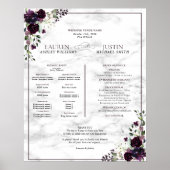 Plum Lila Floral Marble Wedding Program Poster (Vorne)