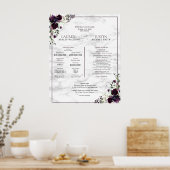 Plum Lila Floral Marble Wedding Program Poster (Küche)