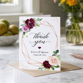 Plum Lila floral Modern Geometric Frame Dankeskarte