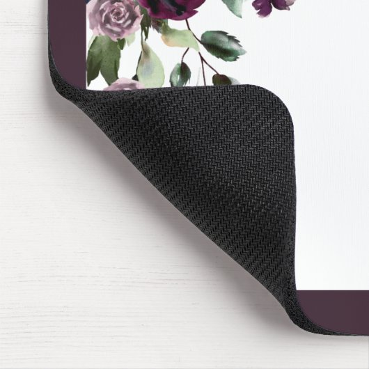 Plum Lila floral Script Name Monogram Initial Mousepad (Ecke)