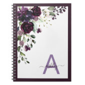 Plum Lila floral Script Name Monogram Initial Notizblock (Vorderseite)
