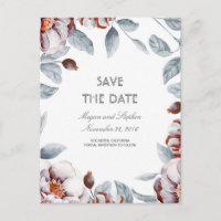 Plum Lila Floral Watercolor Boho Save the Date