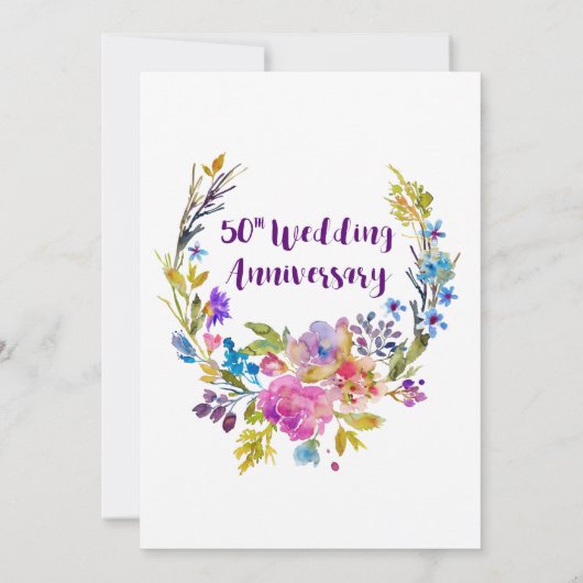 Plum Lila Garden 50. Hochzeitsfeier Party Einladung (Rückseite)