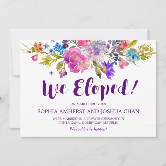 Plum Lila Garden Elopement Announcards Ankündigung (Vorderseite)