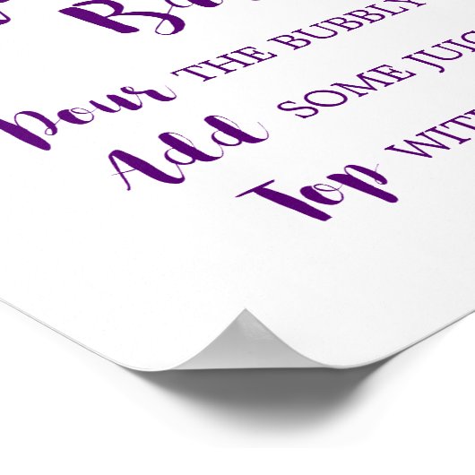 Plum Lila Garden Mimosa Bar Sign Poster (Ecke)