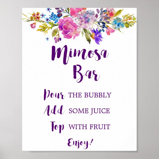 Plum Lila Garden Mimosa Bar Sign Poster (Vorne)