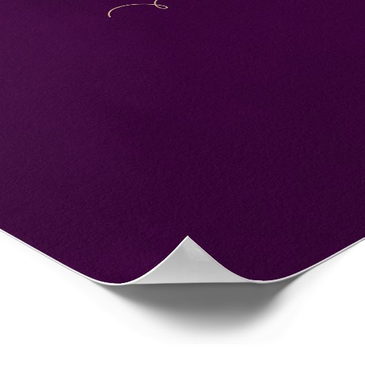 Plum Lila & Gold Chic Hochzeitsfeier ohne Stecker Poster (Ecke)