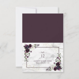 Plum Lila Gold Floral Platzkarte RSVP Karte