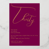 Plum Lila & Gold Foil 30. Geburtstag Einladung (Vorderseite)
