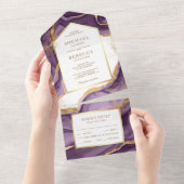Plum Lila Gold Foil Abstrakt Fluid Ink Wedding All In One Einladung (Abreißen)