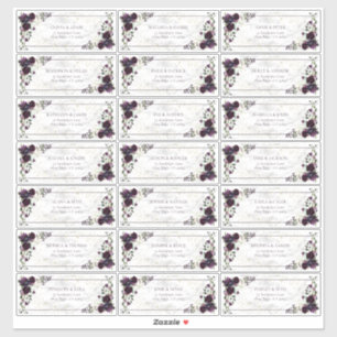 Plum Lila Gold Marble Hochzeit im Herbst Guest Add Aufkleber