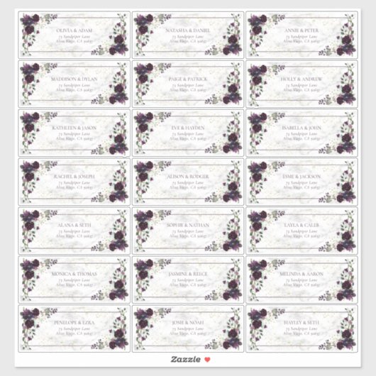 Plum Lila Gold Marble Hochzeit im Herbst Guest Add Aufkleber (Blatt)