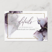 Plum Lila Gold Marmor Abstrakte Wasserfarbe Begleitkarte (Vorderseite)