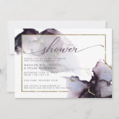 Plum Lila Gold Marmor Abstrakte Wasserfarbe Einladung (Vorderseite)