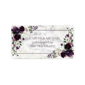 Plum Lila Gold-Marmor-Hochzeit im Herbst Adressaufkleber (Vorne)