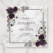 Plum Lila Gold Marmor Wasserfarbe Hochzeit im Herb Geschenkanhänger (Rückseite)